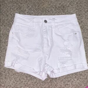 White Distressed Women Shorts